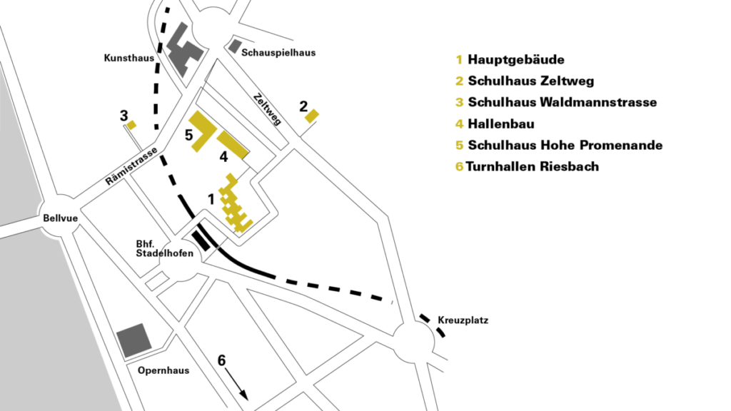 Lageplan Kantonsschule Stadelhofen